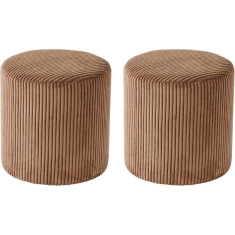Lot de 2 poufs velours côtelé marron 35cm Casita SNAW