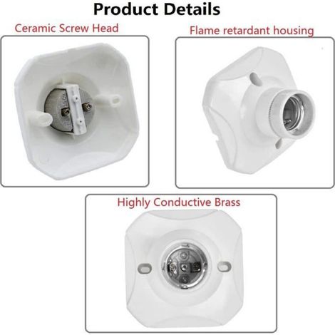 Support E27 - Douille Lampe Murale avec Filetage - Pour Ampoules LED 230 V - 60 W Max - Céramique Haute Température - 1 Pièce (1/4)