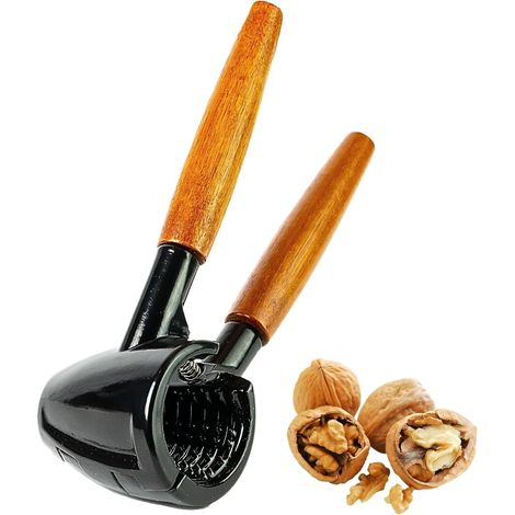 Schiaccianoci con elegante manico in legno - Schiaccianoci in noce - Schiaccianoci anti-schiacciamento - Facile trasferimento di potenza (manico in legno di base) (1/5)