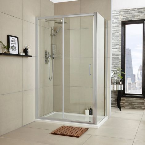 Nuie Rene Sliding Door Rectangular Shower Enclosure 1200mm x 760mm - 6mm Glass (1/5)