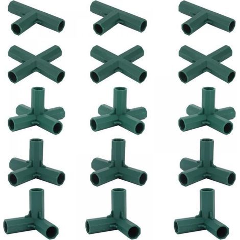 Connecteur Serre - ABS - Pour Tube 16 mm - Angle Droit T-Joint Croix L-Joint - Jardin Potager Serre Maison - Lot de 15 (1/5)