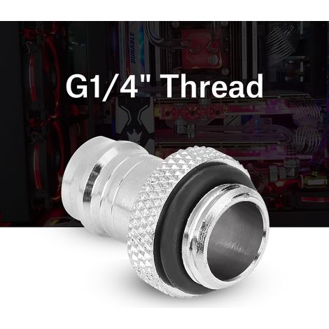 Raccord fileté G1/4" vers embout cannelé 3/8", tube souple chromé pour refroidissement liquide PC