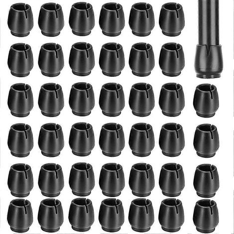 Protections en silicone pour pieds de chaise ronds (37-42 mm de diamètre), noires, 40 pièces par paquet. (1/5)