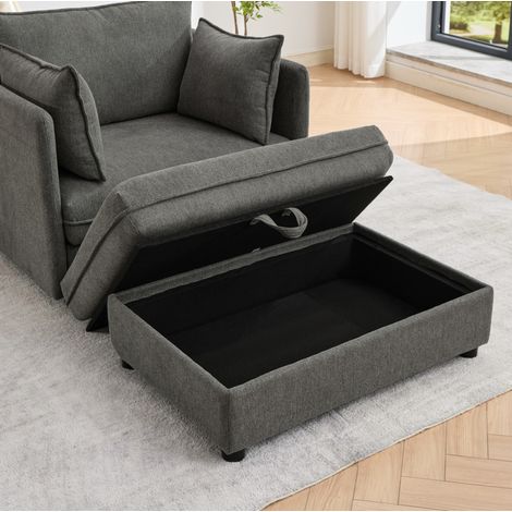 REDOM Loungesofa, modular mit Stauraum Hocker, flexible Aufstellung, Massivholzrahmen, Altay Velvet, grau (1/5)
