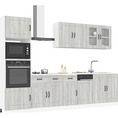 7-tlg. Küchenschrank-Set Kalmar Grau Sonoma Holzwerkstoff