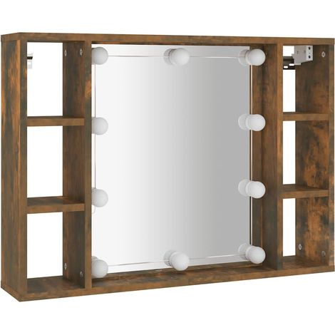vidaXL Armoire à miroir avec LED Chêne fumé 76x15x55 cm