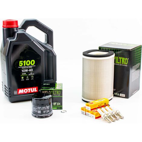 Kit Révision Filtres Bougies pour YAMAHA FJR 1300 AS de 2012 à 2021 - MOTUL 5100 10W40 4L