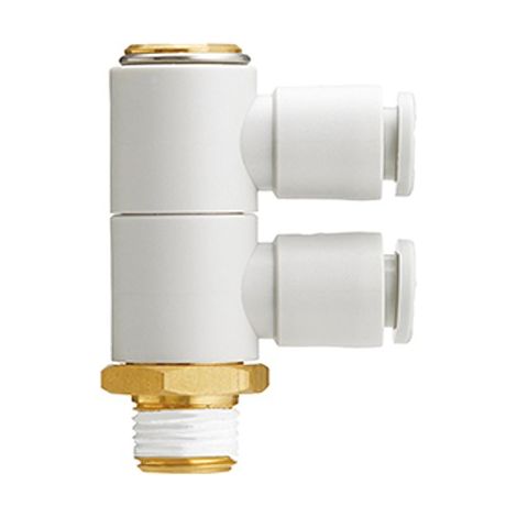 Coude mâle universel à double branche SMC KQ2 vers Enfichable 6 mm R 1/4 ( Prix pour Boîte de 10 )
