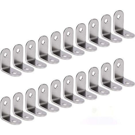 Angle Droit Support Inox 90 Degrés Support De Coin support d'angle en forme de L Fixation Équerre Livré Argent 20 Pièces 30 30 16mm (1/4)