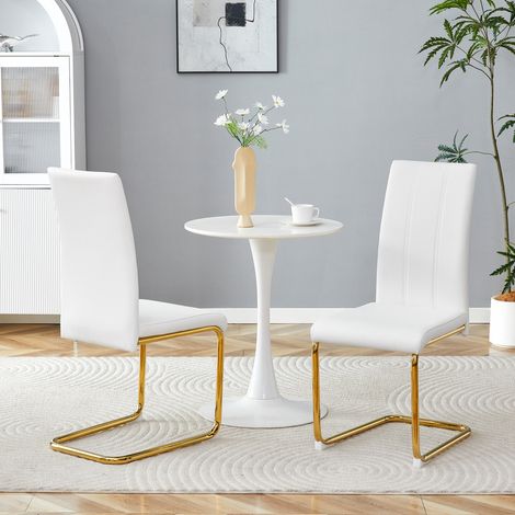 Esszimmerstuhl PU mit Metallgestell Gold-Weiß 150 kg OKMYHOME (1/5)