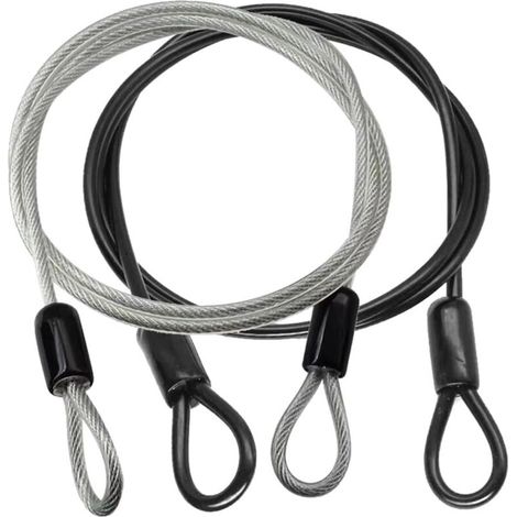 2 Pièces Câble Acier avec Œillets, Câble Robuste avec Boucle, Antivol, Cadenas Câble, Câble Acier Inoxydable, Anti-Rust, pour Mobilier de Jardin, Mobilier de Terrasse, Vélo (100cm) (1/5)