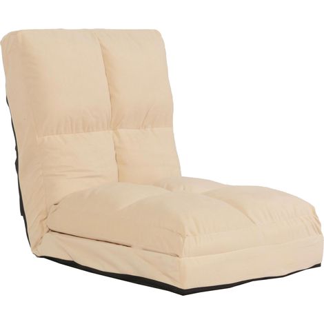 Chaise de sol avec fonction relaxation dossier réglable en 4 directions cadre en acier velours beige 040006371 (1/5)