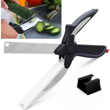 Ciseaux de cuisine pour aliments – Ciseaux et couteau 2 en 1 avec mécanisme de verrouillage et lames en acier inoxydable – pour hacher et trancher sans effort (1/5)