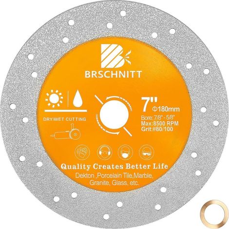 Diamant-Trennscheibe 180mm für Stein, Fliesen, Granit, Glas (1 Stück) (1/5)