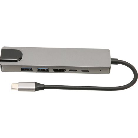 Hub USB C vers HDMI 6 en 1 4K UHD Interface Multimédia 87W Charge Ethernet Port USB C USB (1/5)