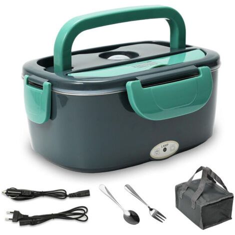 Boîte à lunch chauffante, 60W 1,5L, boîte chauffante 2 en 1 pour camion, maison, école, voyage, boîte à lunch chauffante électrique 12V/24V/220V,