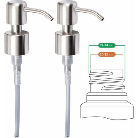 Tigrezy Pompe distributeur de savon de rechange inox 24 mm brossé Haute qualité, 2 pièces (1/4)