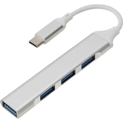 Hub USB-C 4-en-1 5 Gbit/s, Plug and Play, protections multiples, adaptateur multiport USB-C compatible avec clés USB, souris et claviers SZRH A-DS DPWHBYV (1/4)