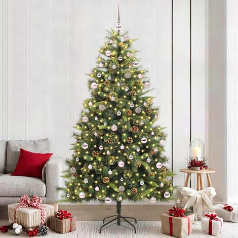 Sapin de Noël Artificiel Lumineux LED avec Boules et Branches Pliables Vert 240 cm, 16.85kg - PANGIVO (1/5)