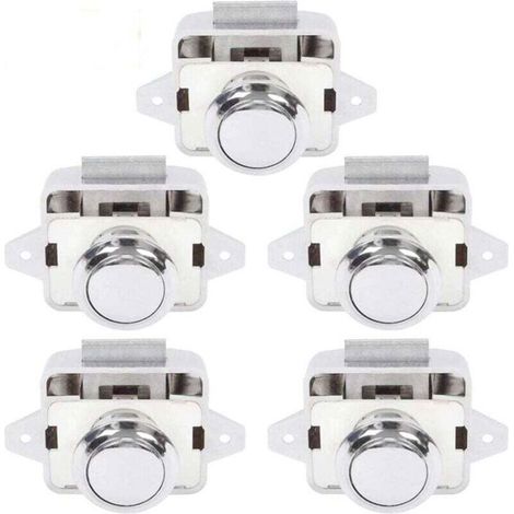 Bouton Poussoir Camping Car - Serrure Loquet Porte Fermeture Placard Bouton pour RV caravane de moteur 5 pièces Argent (1/4)