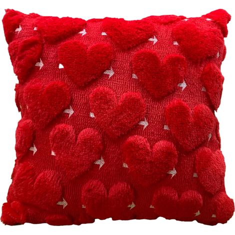 Housse De Coussin - Coeur En Relief - 45 x 45 cm - Polyester - Décoration Festive Pour Canapé Et Chambre - 1 Pièce (1/5)