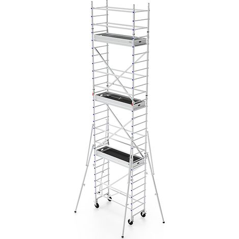 Echafaudage roulant aluminium - Hauteur de travail max 8.00m - TOS618L