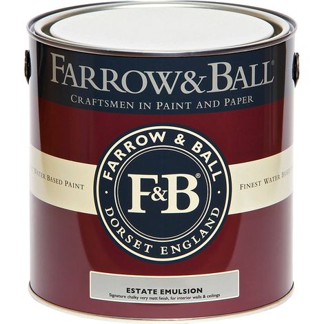 Farrow & Ball – Peinture mate acrylique 5L – Finition ultra-mate pour murs et plafonds – Faible COV, nettoyage à l'eau savonneuse – Couleur au choix