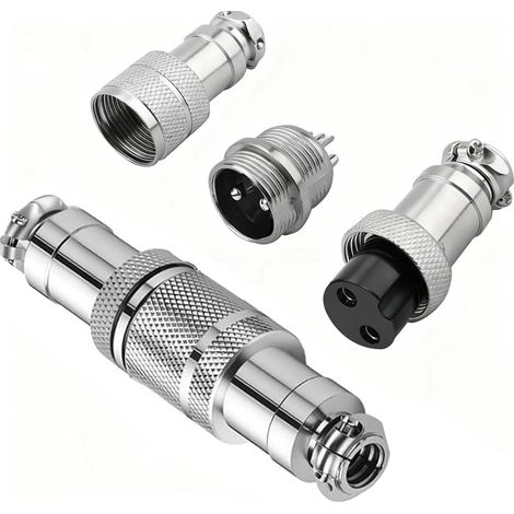 2 pièces GX12 2 Broches Aviation Connecteur,12mm souder Mâle et Femelle Amarrage Panneau Câble Connecteur d'aviation (GX12 2Pin) (1/5)