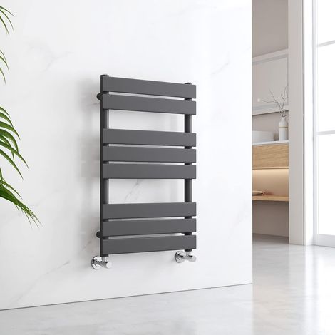EMKE Flat Panel Heated Towel Rail Anthracite Bathroom Ladder Radiator Warmer 800 x 500 mm Towel Radiator