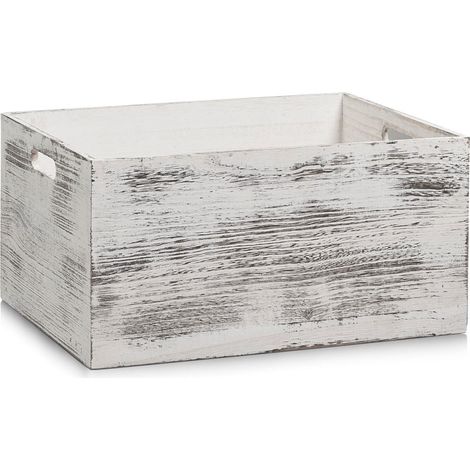 RUSTIC BLANC boîte de rangement, bois - couleur blanc, 40x30x20 cm, ZELLER
