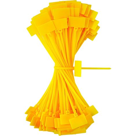 Collier de Serrage Jaune 150mm x 3 mm Attache Câble Plastique Serre Cable Étiquette Organiser pour Marquer Cable Management Jardinage 100 Pièces (1/5)