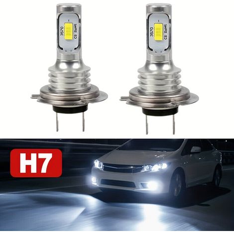 Lot de 2 ampoules LED H7 3570 pour phares (feux de route et de croisement) — Lumière blanche 6000 K convient également pour les feux antibrouillard. (1/5)