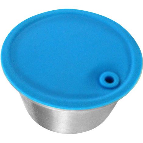 Capsules de café réutilisables Gusto en acier inoxydable, écologiques et rechargeables, avec brosse et cuillère. (1/3)