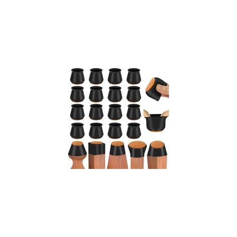 35-40mm Protecteurs de Sol en Silicone avec Feutre, 24 Embouts pour Pieds de Chaise en Caoutchouc, Élastique Protection Pied de Chaise et Table Noir, Couvre-jambes de Meuble, Patins en Feutre H133