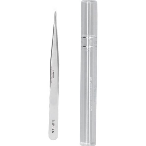 Pince à cils et sourcils en acier inoxydable, pointe droite et fine, modèle MJP-14-5, idéale pour l'épilation et le soin des ongles (1/5)