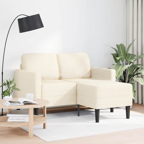 Canapé Sofa 2 places avec méridienne en L crème 125 cm lin