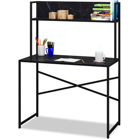 Bureau avec étagère Style Industriel L100xP50cm Noir (1/5)