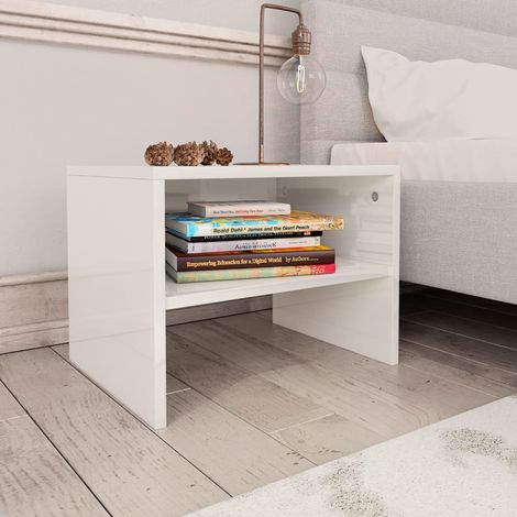 Maison Exclusive - Comodini 2 pz Bianco Lucido 40x30x30 cm in Legno Multistrato