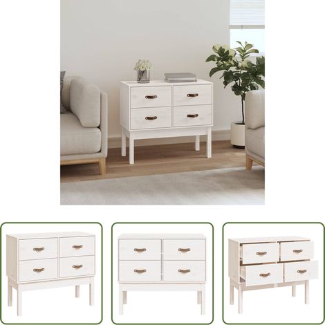 Armoire de rangement - Armoire console Blanc 90x40x78 cm Bois de pin solide (1/5)