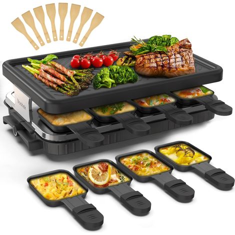 Raclette Grill 8 personnes 1300 W antiadhésif