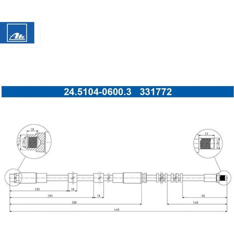 Flexible de frein ATE 24.5104-0600.3 BMW 34 30 6 778 260 34 30 6 788 436