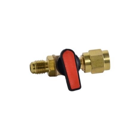 Rubinetto per Bombola Gas Refrigerante R32 R290 SX Sinistro con Uscita 1/4" - Attacco in Ottone per Fruste e Manometri (1/5)