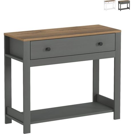 Consola para recibidor color blanco negro estilo clásico con cajón Corlay - Negro