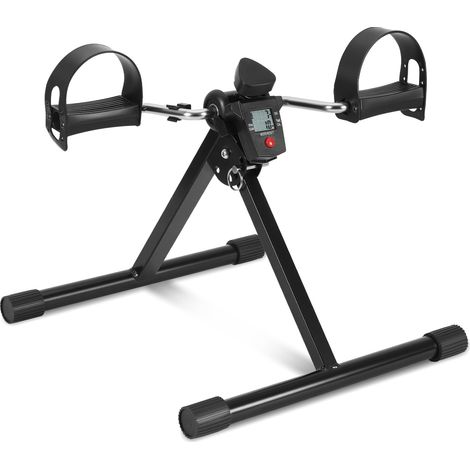 Wolketon Mini cyclette, pedaliera con display LCD, attrezzi per allenamento braccia e gambe, resistenza regolabile, altezza regolabile, pieghevole, nero (1/5)
