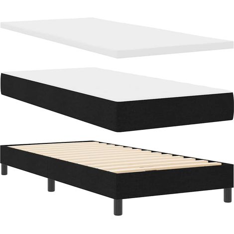 Box Spring Bed with Mattress Black 90 x 190 cm Fabric vidaXL (1/5)