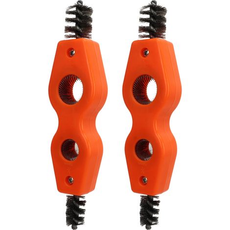 Ensemble de 2 brosses de nettoyage de tuyaux 4 en 1, brosses en fil d'acier multifonctionnelles puissantes de 1/2 pouce et 3/4 pouce, orange, combinaison 4 en 1, convient aux batteries de voiture (1/5)
