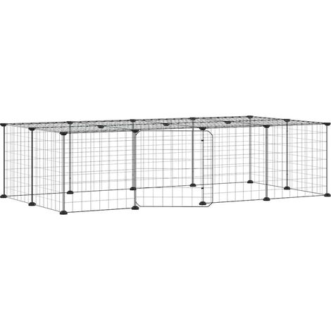 Maison Exclusive - Cage animaux de compagnie à 20 panneaux et porte Noir 140x70x35 cm (1/5)