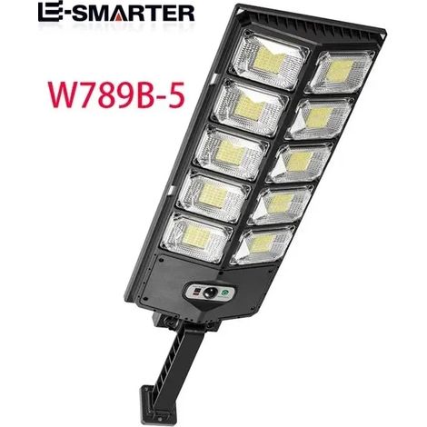 (W789B-5) Lampe solaire LED extérieure étanche 8000 lm, applique murale ultra-lumineuse avec détecteur de mouvement et télécommande pour éclairage de jardin et d'éclairage public. (1/5)