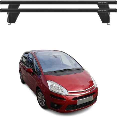 OMAC Barres de toit transversales en aluminium pour Citroën C4 Picasso 2006-2013 – Antivol – Rainure en T – Testées City Crash – Charge Max 75 kg Noir (1/4)