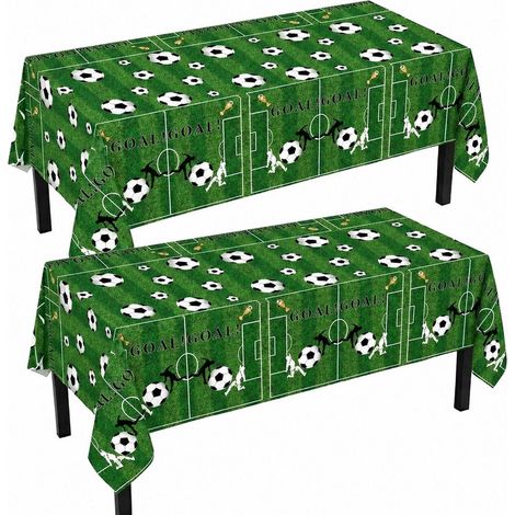 Fußball Tischdecke 2er-Pack Grün 137x274cm Kunstrasen Design abwischbar